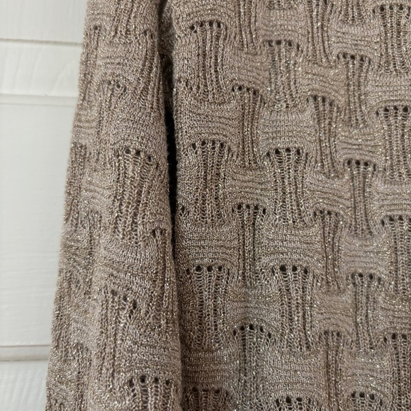 Chicos Travelers Size 1 Cardigan Open Front Metallic Basketweave Chicos Medium - Picture 5 of 14